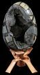 Septarian Dragon Egg Geode - Black Crystals #56400-1